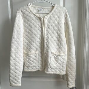 J. Crew Cream Quilted Cardigan Sweater